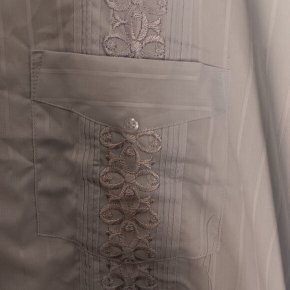 90s Genuine Guayabera Haband Cuban Style AQUA blue Embroidered Shirt XXL -NWOT - Picture 14 of 15